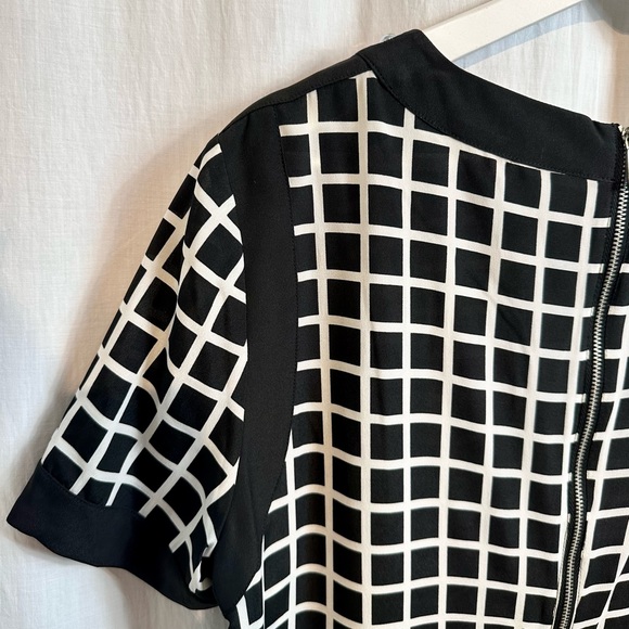 MICHAEL KORS - Geometric Shift Dress Sz 12 Zipper - BLACK WHITE - Picture 5 of 16